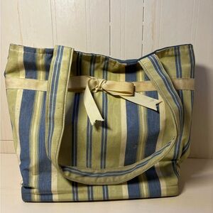 Blue and Yellow Striped Shoulder Bag with Nautical Charm